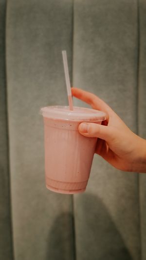 Strawberry protein shake at Burger Tree in Toronto