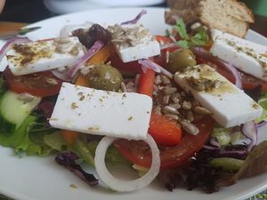 Nice salad at Kafe Stadsparken Huskvarna in Jonkoping