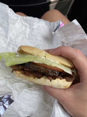 Vegan breakfast sandwich - crazy good! at Nimrods' in Stratford