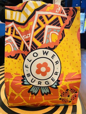 Fancy takeaway bag   at Flower Burger in London