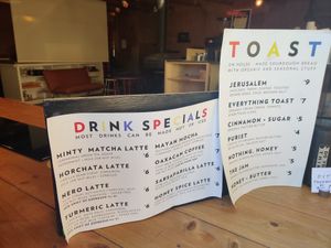 Menu at Do Your Thing Coffee in Marfa