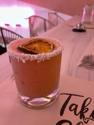 Jugo de banano, naranja y fresa at Pura Vida in Bogota