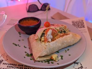 Vegan Melbourne wrap. Can be ordered separately or as part of the "breakfast for 2" ($55k) at Pura Vida in Bogota