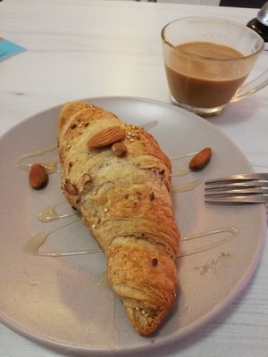 "Almond" croissant at Pura Vida in Bogota