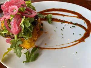Mushroom tostada at Flying Iguana in Neptune Beach