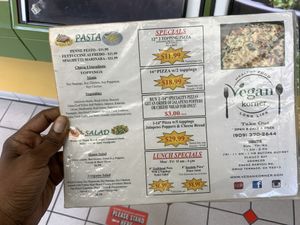 Back of menu  at Vegan Korner in Grand Terrace
