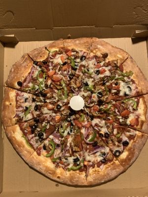 Supreme pizza  at Vegan Korner in Grand Terrace