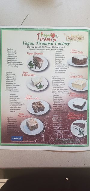 Dessert menu at Vegan Korner in Grand Terrace