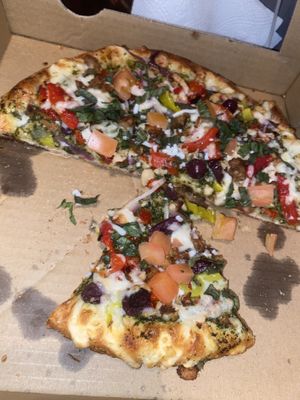 Pesto pizza!  at Vegan Korner in Grand Terrace