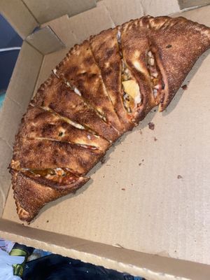 17 inch calzone veganmeat lovers   at Vegan Korner in Grand Terrace