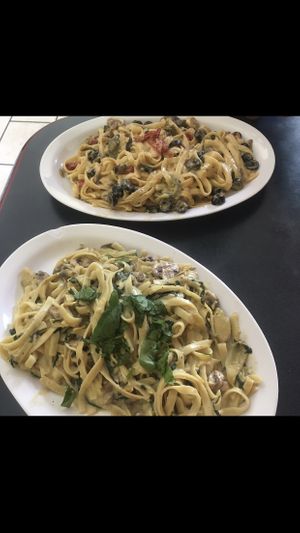 Double fettuccine Alfredo 💯🌱😍❤️👌🏻 at Vegan Korner in Grand Terrace