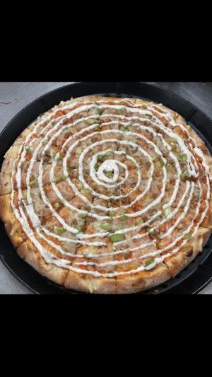 Buffalo chicken ranch pizza!! 🤤😍💯 at Vegan Korner in Grand Terrace