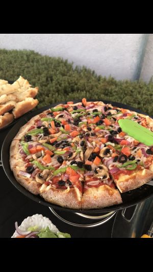 Veggie pizza￼ at Vegan Korner in Grand Terrace