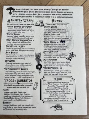 Menu side 2  at Farmacy+Fermentary in Charlottetown
