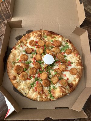 Vegan Tater tot pizza   at Toppers Pizza in Sioux Falls