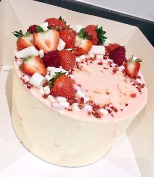 Strawberries and cream birthday cake at BAKED in Sleaford