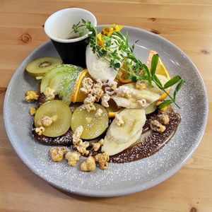 Vegan gf Cinnamon and banana French toast at Soul Harvest Wholefoods in Margate