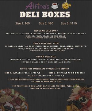Deli boxes at Alfina's Cake & Coffee in Eatons Hill