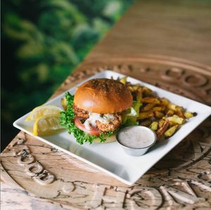 Vegan Crab Cake Burger at Copper Branch in Nashville