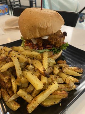 Hot chicken burger   at Copper Branch in Nashville