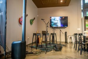 stage area for songwriters' showcase and poetry night at Copper Branch in Nashville