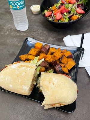 Tempeh sandwich. ( With one bite taken out.) at Copper Branch in Nashville