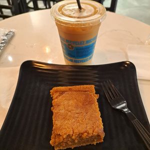 Carrot cake and iced cappuccino at Copper Branch in Nashville