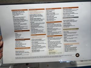 Main menu  at Copper Branch in Nashville