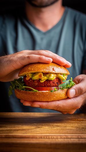 Dharma Burger at Asoka Plant-Based Market in Parede