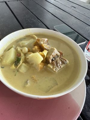 Red curry with vegan duck  at Tamachat Vegan Food - ธรรมชาติ in Koh Samui