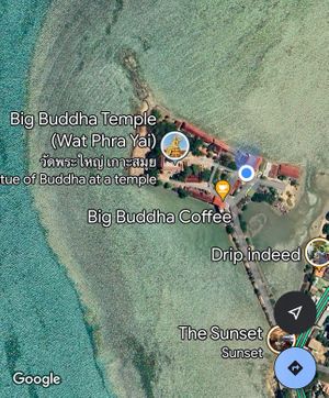 The blue dot is the location in Google Maps so please use this to find it! at Tamachat Vegan Food - ธรรมชาติ in Koh Samui