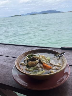 130 baht. Vegan Mushroom Tom Yam  at Tamachat Vegan Food - ธรรมชาติ in Koh Samui