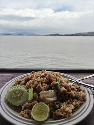 Fried rice with tofu and other mock meats at Tamachat Vegan Food - ธรรมชาติ in Koh Samui