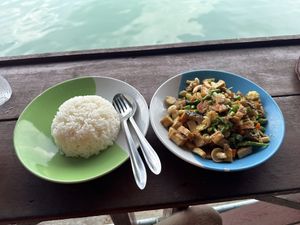 Stir fried vegetables with rice  at Tamachat Vegan Food - ธรรมชาติ in Koh Samui