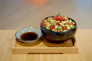 Avocado & Tomato Donburi「丼初相遇豉」 at Crazy Monkey Cafe in Kowloon
