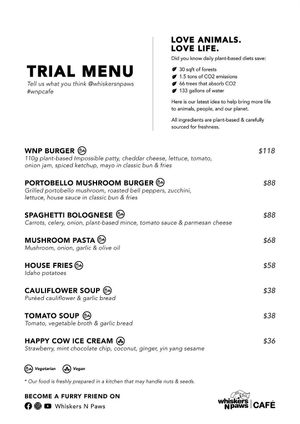 Trial Menu at Whiskers N Paws in Hong Kong Island