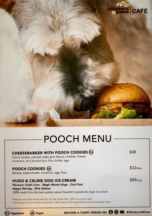 Pooch Menu at Whiskers N Paws in Hong Kong Island