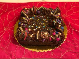 Celebration brownie! at GG's Vegan Bakery in Bozrah