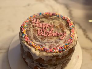 Giant cinnamon roll! at GG's Vegan Bakery in Bozrah