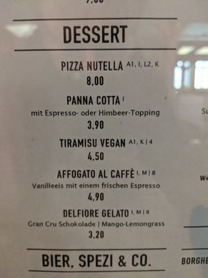 Desserts at San Paolo Bar Cafe in Munich