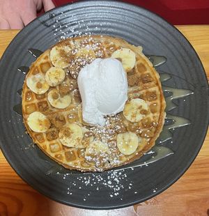 Salted caramel waffle  at Picnic Cafe in Hobart