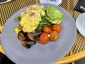 The vegan (tofu) scramble. A tasty and filling savoury breakfast. (June 2023)  at Picnic Cafe in Hobart