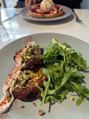 Corn fritters at Picnic Cafe in Hobart