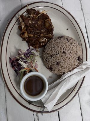 Rice and beans  at Jammin Comunidad Vegana in Puerto Viejo De Talamanca