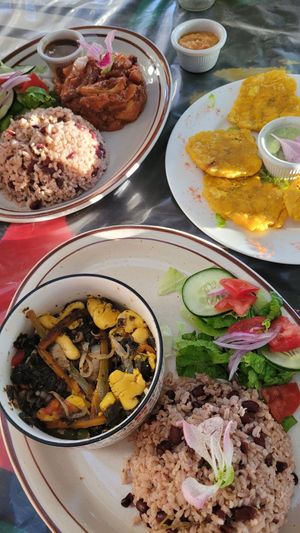 Ackee Seaweed Rice&Beans, fried Plantain at Jammin Comunidad Vegana in Puerto Viejo De Talamanca