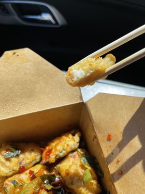 Inside the vegan shrimp  at Veggie Village in Scottsdale