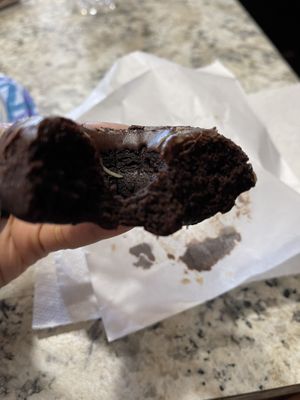 Inside chocolate espresso donut  at Made. by Lia in Florissant