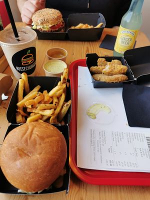Regular crispy burger, 1small fries and mylkshake, 5 pc chicken tenders and King burger at Beesechurgers in The Hague