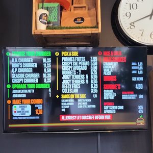The menu and prices at Beesechurgers in The Hague