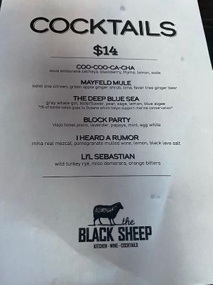 Cocktail Menu at The Black Sheep in Las Vegas